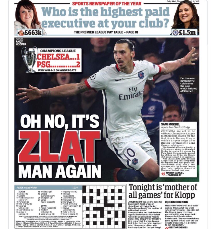 SweStats's tweet image. The front pages of english newspapers today. "Ibrahimovic the destroyer" 🇸🇪 #EURO2016