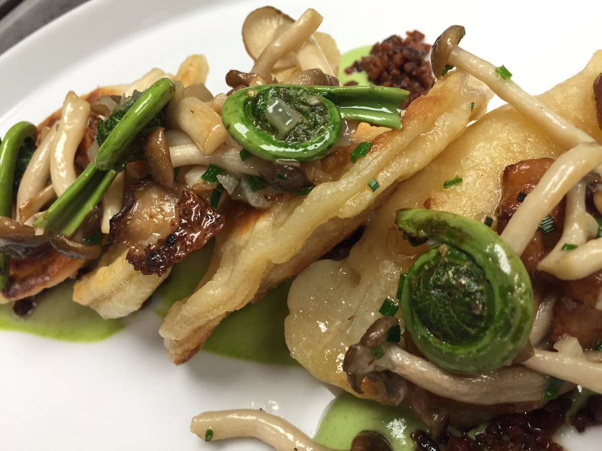 The perogies @YellowDoorYYC are rocking the fiddleheads! Does that mean spring is around the corner? <a href="/qstaple/">Quinn Staple</a>