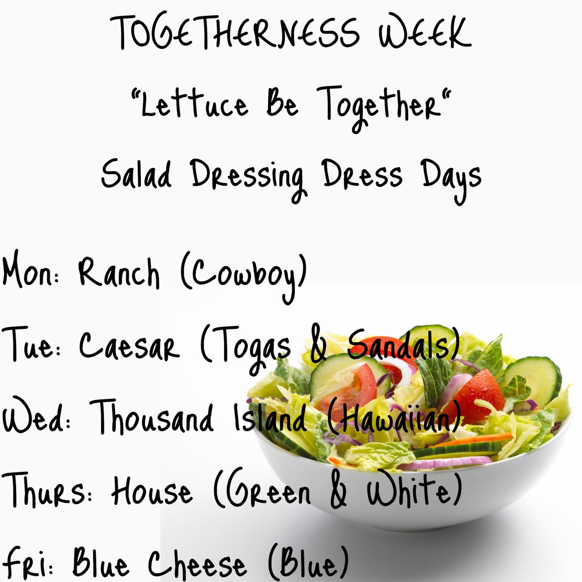 BTW GUYS THESE ARE THE DRESS DAYS FOR MARCH 14-18