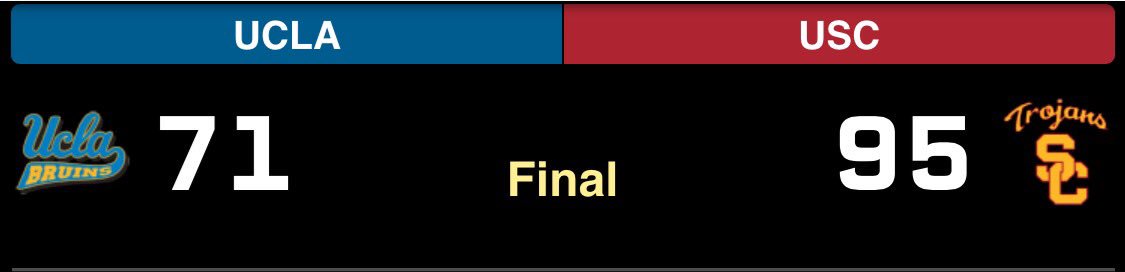USCAlumPrez's tweet photo. Three wins in a row for USC Men's BB in one season over ucla! Sweet(16) #BeatthebRuins #FightOn https://t.co/U4BxIeJ5od