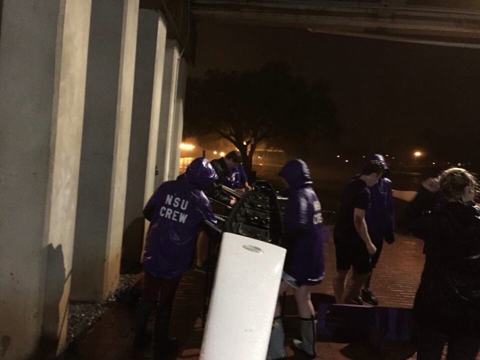 nsudemoncrew's tweet photo. The race is on! Can crew save the boats before the Cane Swallows them? @DrJBHenderson #π¦βοΈπ #SaveOurShells https://t.co/k4vusmla87