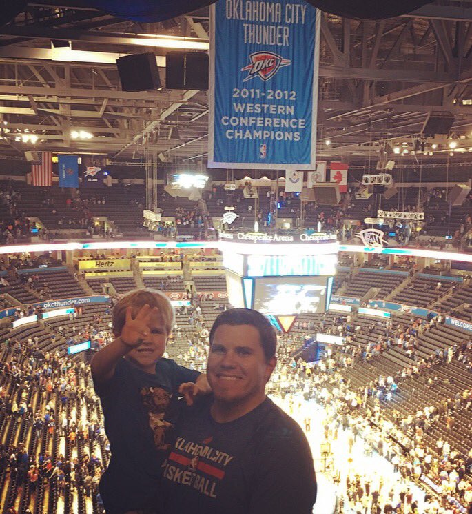 D_Walk74's tweet photo. Had the best time with Beckham tonight in his first trip to #LoudCity! #ThunderUp #WeAreThunder #MensTown https://t.co/UqXtzGFbAk