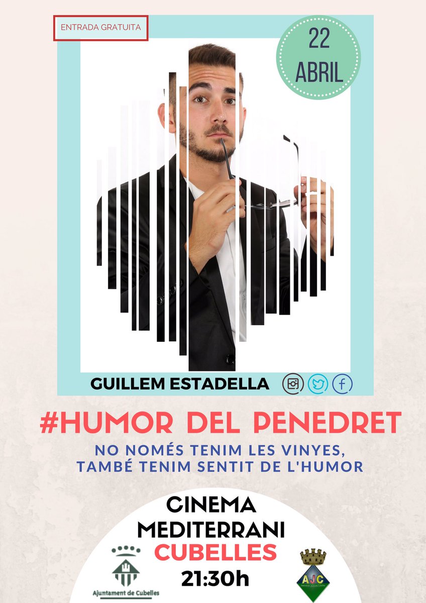 gestadella's tweet photo. Ir mirando la agenda, que el 22 de Abril nos vamos a #Cubelles con #HumorDelPenedret https://t.co/P4mZpWilS9