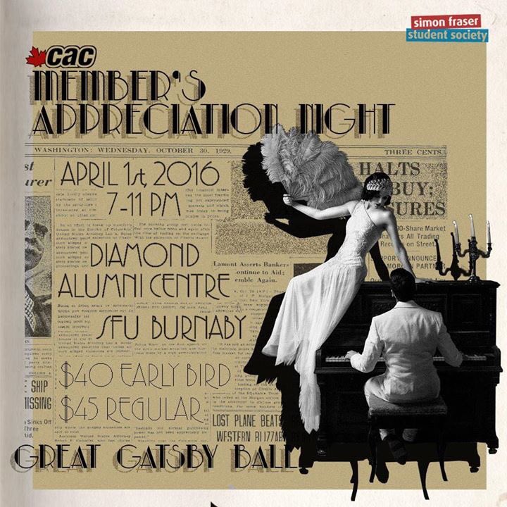 SFUCAC's tweet photo. $40 early bird ticks for our member's appreciation night go on sale tmr @ convo mall! https://t.co/DtjEtKxJld https://t.co/L4rI2XiYo1