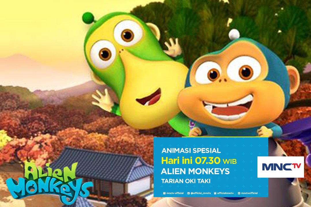 Official_MNCTV's tweet photo. Pagi ini siapa mau belajar "Tarian Oki Taki"? Yuk merapat ke #AlienMonkeys pkl 07:30 #AnimasiSpesial https://t.co/cfvkkuusHx