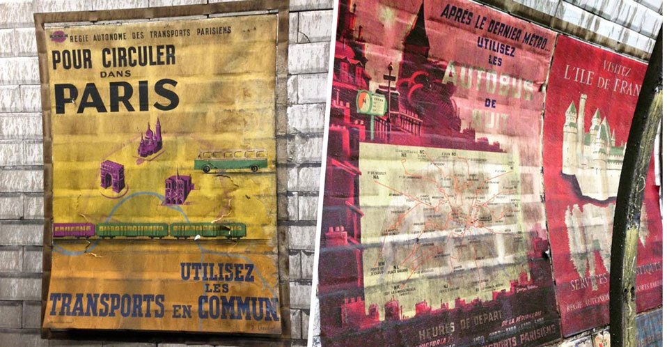 piweeFR's tweet photo. Des travaux dans le métro Parisien révèlent de superbes affiches des années 50 > https://t.co/x0aHx1D1rj https://t.co/InPVSP8FY1