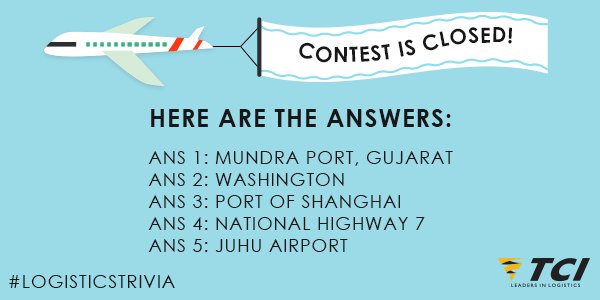 TCILGroup's tweet image. Shout-out to all those who participated! You all are certainly a #smart bunch! #LogisticsTrivia