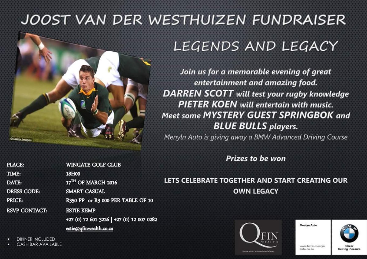 visserj9's tweet photo. Dont miss out. Only one week to go @9Joost @hotfm976 @Pieter_Koen @Menlyn_Auto cone join us for a memorable evening https://t.co/O8OrUcXFSv