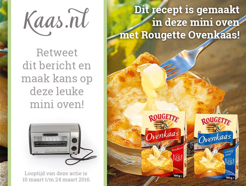 kaasnl's tweet photo. Doe je mee met onze leuke actie? Retweet dit bericht! #kaas #winactie #rougette #ovenkaas https://t.co/0tn51S5QxP