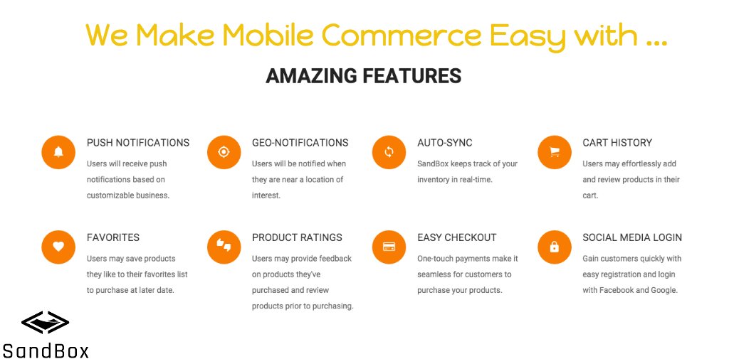 SandboxCommerce's tweet image. We make #mcommerce easy with access to amazing features you can implement with one click! #startups #SandBoxApp