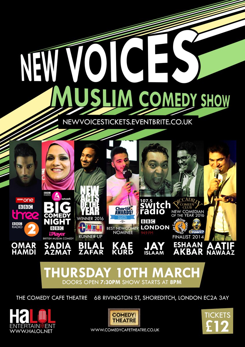 HaLOL_Ent's tweet photo. Don't miss tonight's New Voices Musilm Comedy Show @ComedyCafeLDN #halolcomedy Tix: https://t.co/kjnMsWWfYi https://t.co/eAHQg9lLEc