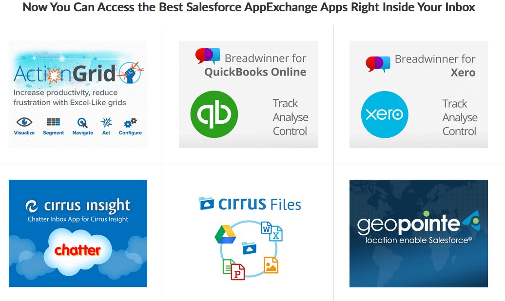 cirrusinsight's tweet photo. Use Gmail? The Best of the AppExchange is in Your Inbox https://t.co/e8A0pMJwJ9 #Gmail #Salesforce #InboxApps https://t.co/gEDhZWw1Vf
