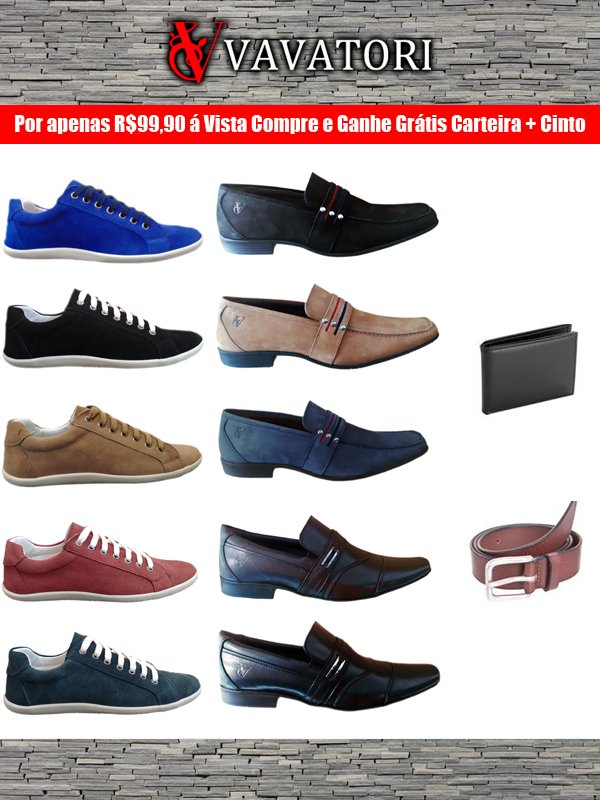Na Compra de 1 Sapatenis, Sapato Casual ou Social Por Apenas 99,90 GRÁTIS Cinto + Carteira de Couro
WA 16 99208-5199