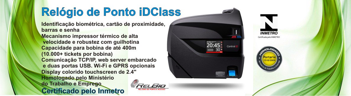relbio's tweet photo. Relógio de Ponto iDClass, Certificado pelo INMETRO e Homologado pelo MTE Portaria 1.510. https://t.co/4szbPY52KI https://t.co/zj6F9dPDZ8