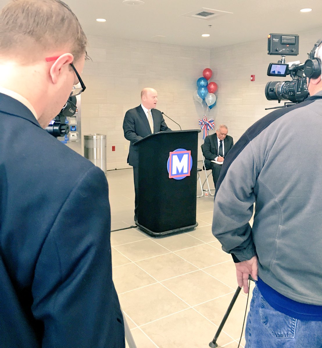 DowntownStLouis's tweet photo. Celebrating our neighbors to the north, with today's @STLMetro Transit Center ribbon cutting! #stlmetro #stltransit https://t.co/8pGo2KQFzv