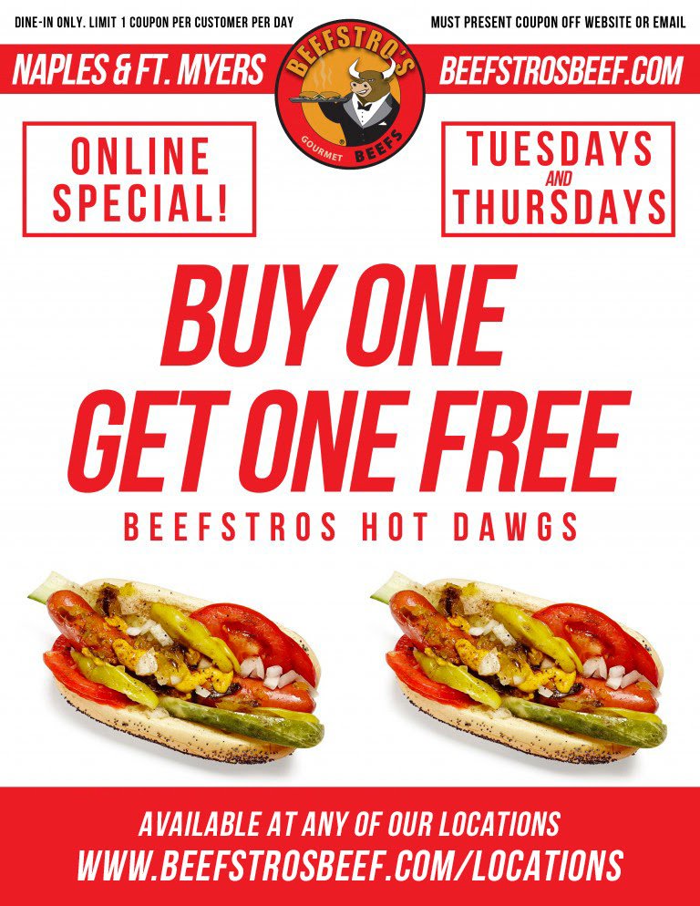 Beefstros's tweet photo. C'mon by for our Tuesday & Thursday special. #beefstros #naples #fortmyers https://t.co/eWTwxtX6Vm