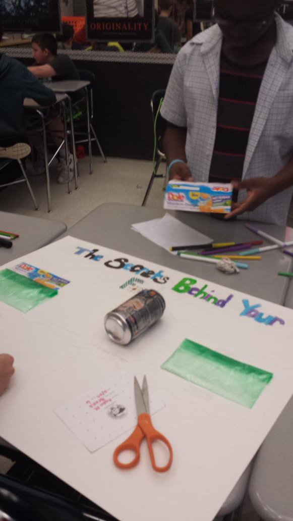 tmbruley's tweet photo. 6 grade food science create posters about hidden sugar in popular food products. #cmscavalier #fcpsvpa #fcps https://t.co/SoawVa49mb