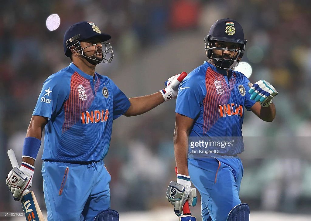 Rainaist's tweet photo. @ImRaina and @ImRo45 in action during practice march against #WI #WT20 #IND https://t.co/Q6quBuGWlA