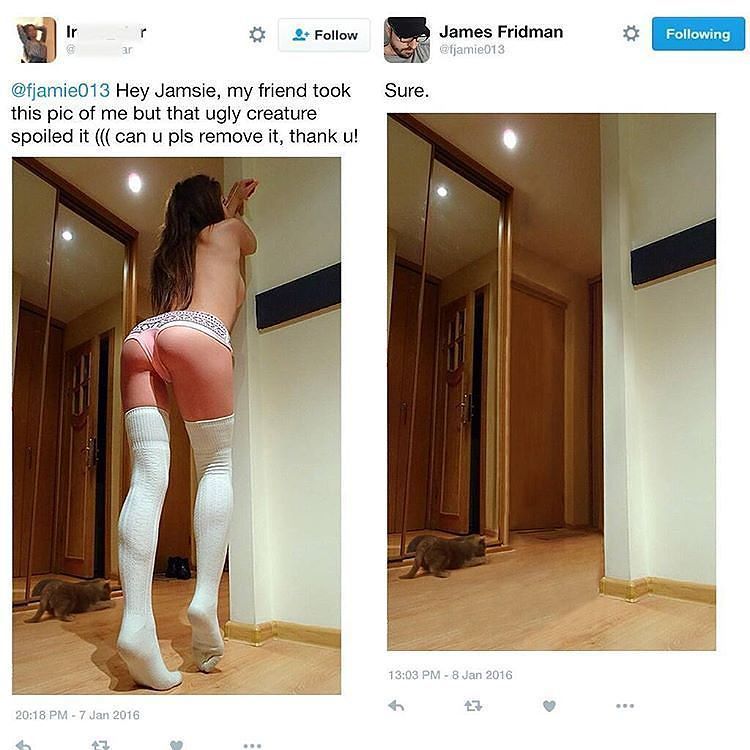 fuckersbelike_'s tweet photo. No chill James (@fjamie013_) #fuckersbelike #jamesfridman #photoshop #photobombed #beforea… https://t.co/YmJfP5sycd https://t.co/XOcWBYSMV2