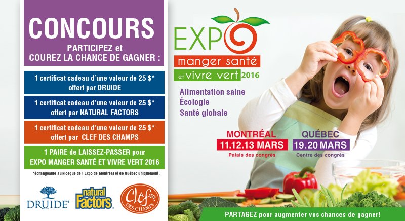Concours #MangerSante2016 avec <a href="/LaClefdesChamps/">Clef des Champs</a> <a href="/naturalfactors/">Natural Factors</a>  et <a href="/DruideBio/">DRUIDE</a> par ici! >> gvwy.io/efaqipz
