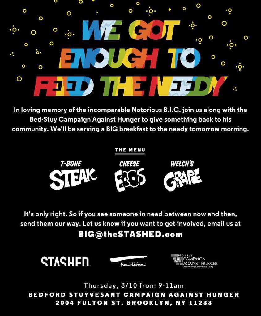 CoryTownes's tweet photo. My folks at @pulseofculture are representing B.I.G. Right. If you see someone who needs a meal, send them here. https://t.co/lD6lhZEXiT