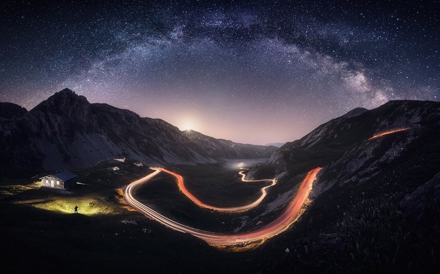 MeredithFrost's tweet photo. Incredible long exposure photo of the Milky Way seen in northern Italy, by Paolo Lombardi: https://t.co/GAMG97nqTI https://t.co/X6xzbA6H2G
