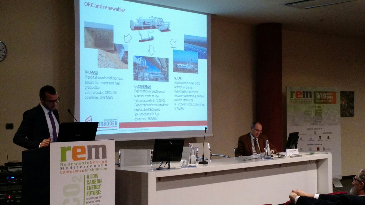 Turboden_ORC's tweet photo. Nicola Rossetti, #Turboden Application & Business Development Manager Oil&Gas, delivers a speech at #REMEnergy https://t.co/To2p6gEKez
