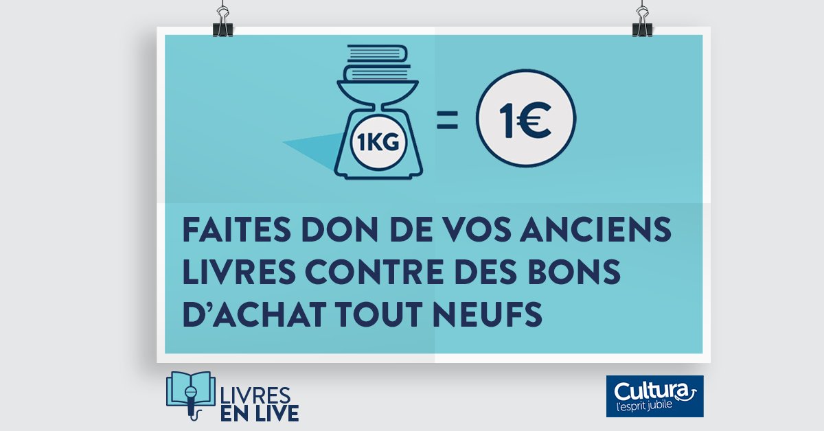 Cultura's tweet photo. En ce moment chez magasins Cultura, 1kg de livres pour les associations et écoles = 1€ pour vous ! #LEL2016 https://t.co/LiZGMAZ5cD