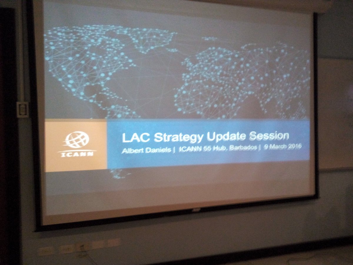 NetGovCaribbean's tweet photo. Local presentation @BBRemoteHub #ICANN55 #LACStrategy update. Lively feedback. Student demos her knowledge of @ICANN https://t.co/pYjtymRI9S