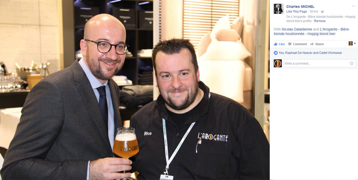 @ horecatel: the belgian prime minister with a great beer! :-) #beerunites #drinkcraftnotcrap