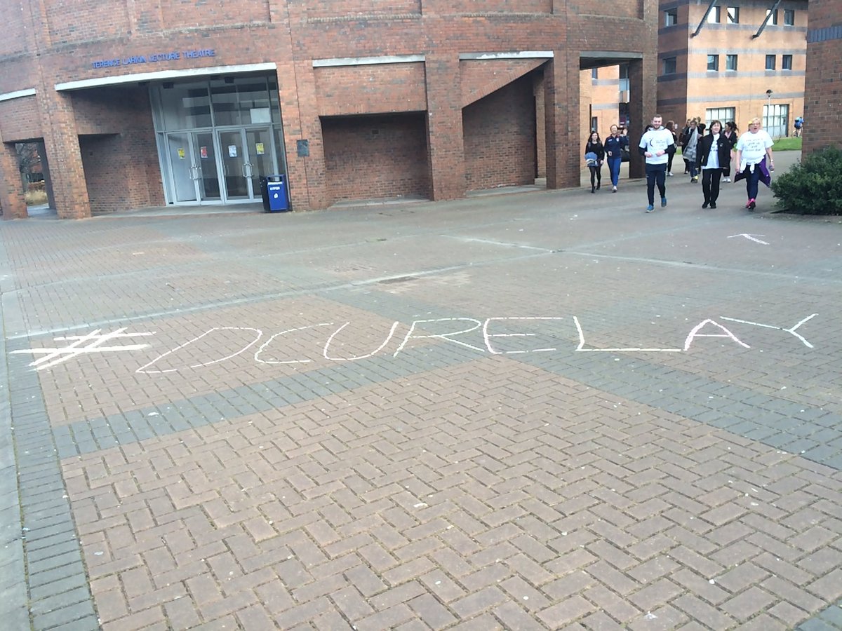 DCUCancerSoc's tweet photo. We've been chalking while you've been walking, come down to the grass behind T101 to join in the relay! #dcurelay https://t.co/kENnbAmcWO