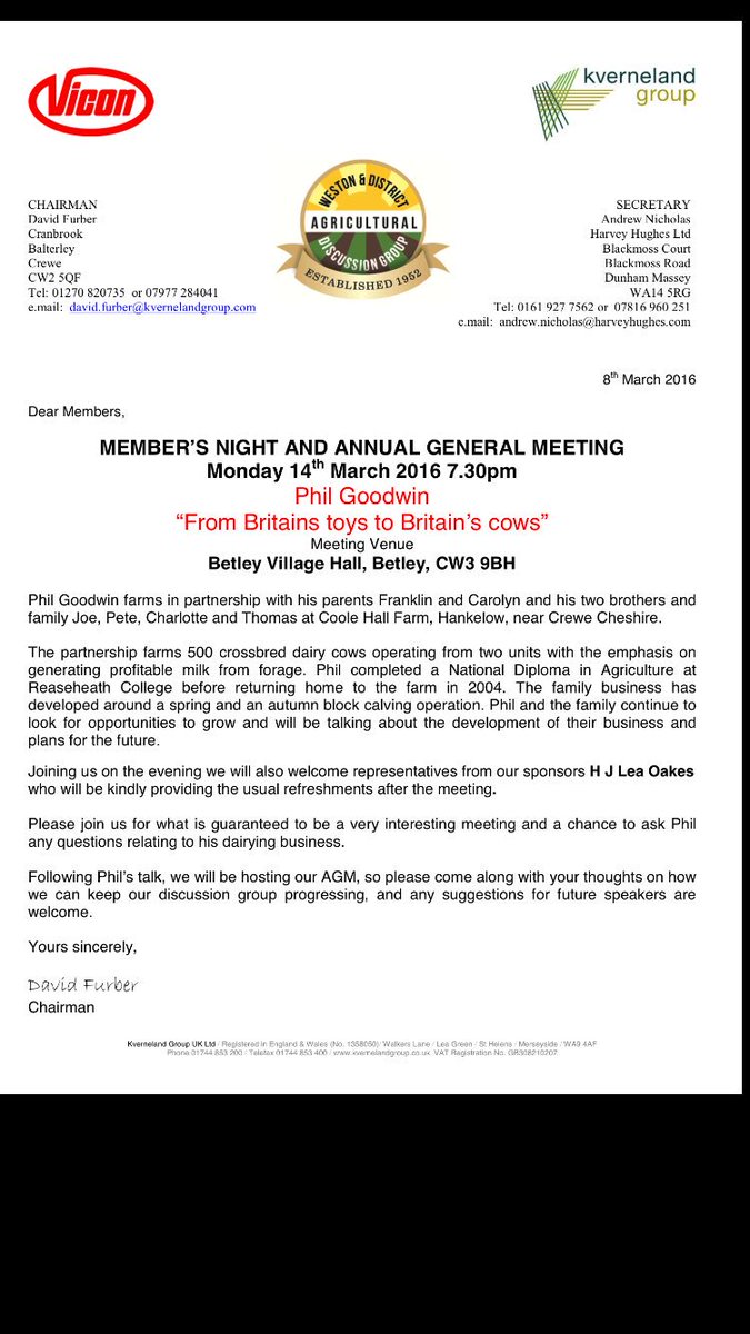 WestonAgriDisc's tweet photo. Next meeting is our members night at Betley Village Hall. https://t.co/w3kAeizkF5