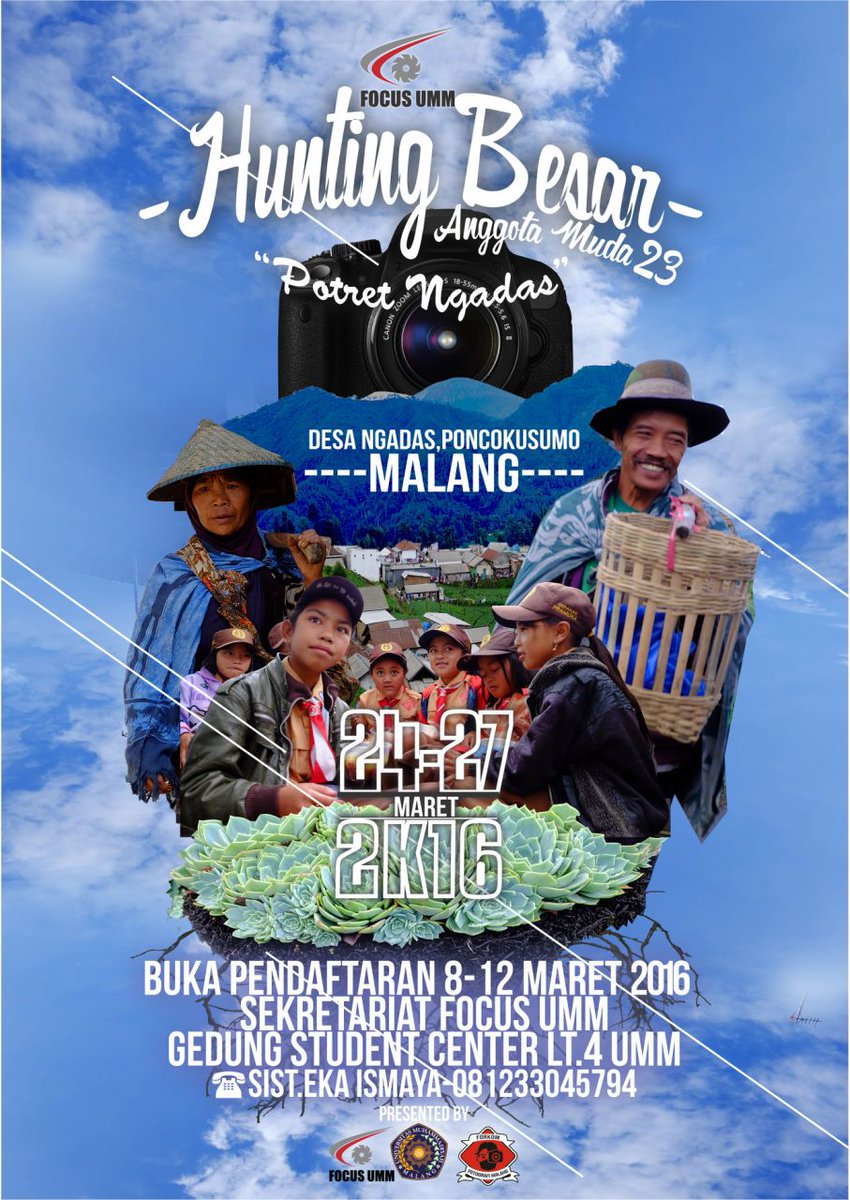 focus_umm's tweet photo. Hunting Besar Focus UMM. 24-27 Maret 2016. 
More info, mention ke twitter Focus atau chat di Line Focus (@APY8687T). https://t.co/p8zzpzrGOJ