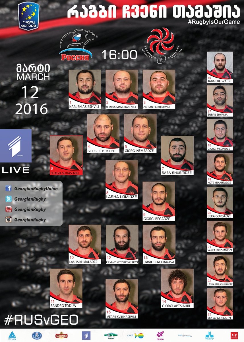 GeorgianRugby's tweet photo. Check out #TheLelos match day 23 to face @russiarugby in @rugby_europe Championship RND4 >> https://t.co/E3huUXR3qM$ https://t.co/dOtxKkjzHH
