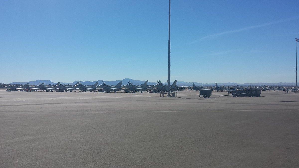 DPMHAUS1's tweet photo. beautiful morning out at @usairforce #nellis for another day of #RedFlag2016 16-2 with Italian @Eurofighter_1 https://t.co/Xc4U61Vt6P