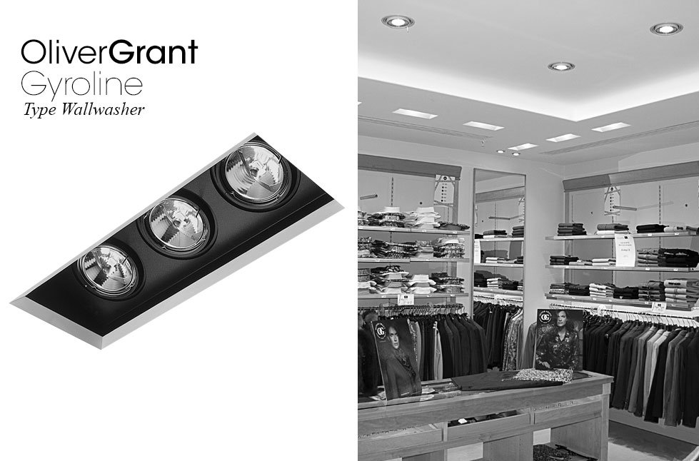 Utilisé dans les boutiques, le Gyroline est un indémodable et très élégant spot wallwasher orientable.