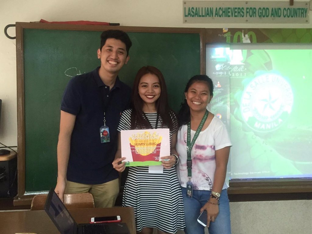AntonVILLEGAS's tweet photo. Thank you @JasLubag for sharing your DLSU Journey with us today!#COBWeek2016 #TurnUpThursday https://t.co/94MsGnXLbz