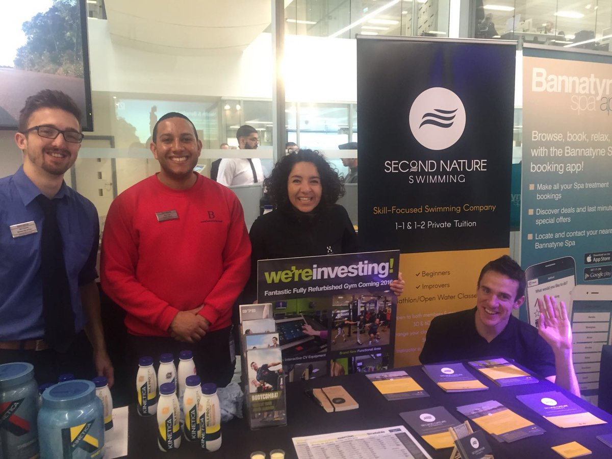 2ndNatureSwim's tweet photo. Sharing the good Second Nature Swimming love!#birminghamhealth&amp;benefitsfair #deutschbank #brindleyplace #bannatynes https://t.co/Z6uzxnteS8