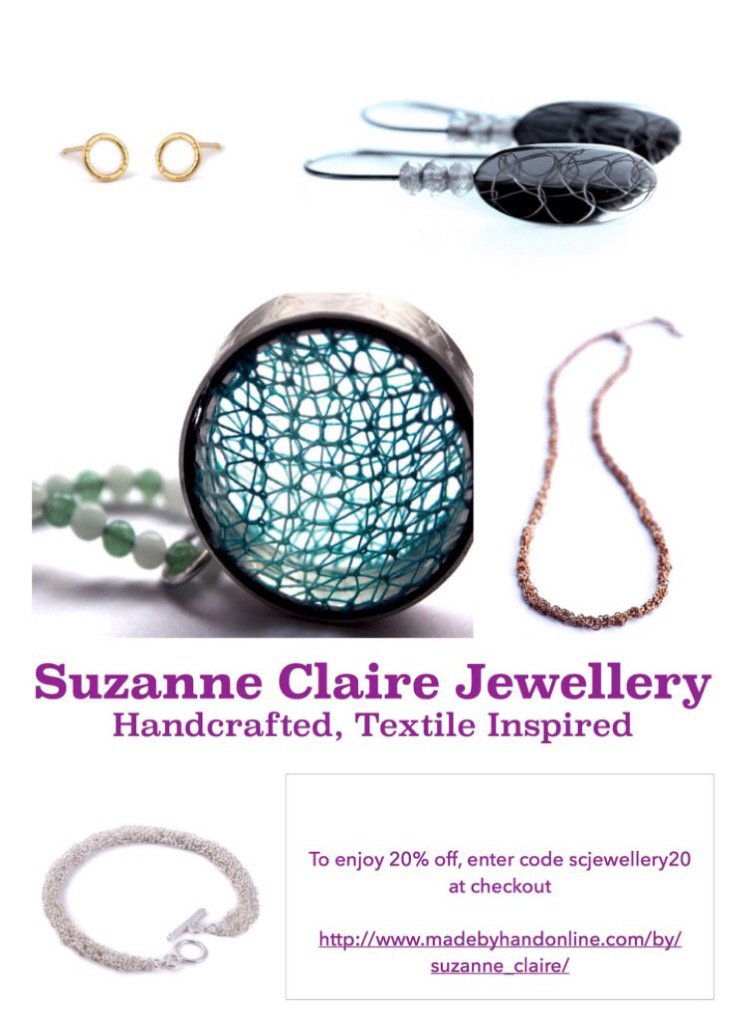 SCJewellery's tweet photo. 20% off SC jewellery via @madebyhanduk https://t.co/0tGcJPdhSv #handmade #textileinspired #Silver #jewellery https://t.co/BUE8k9eVDS