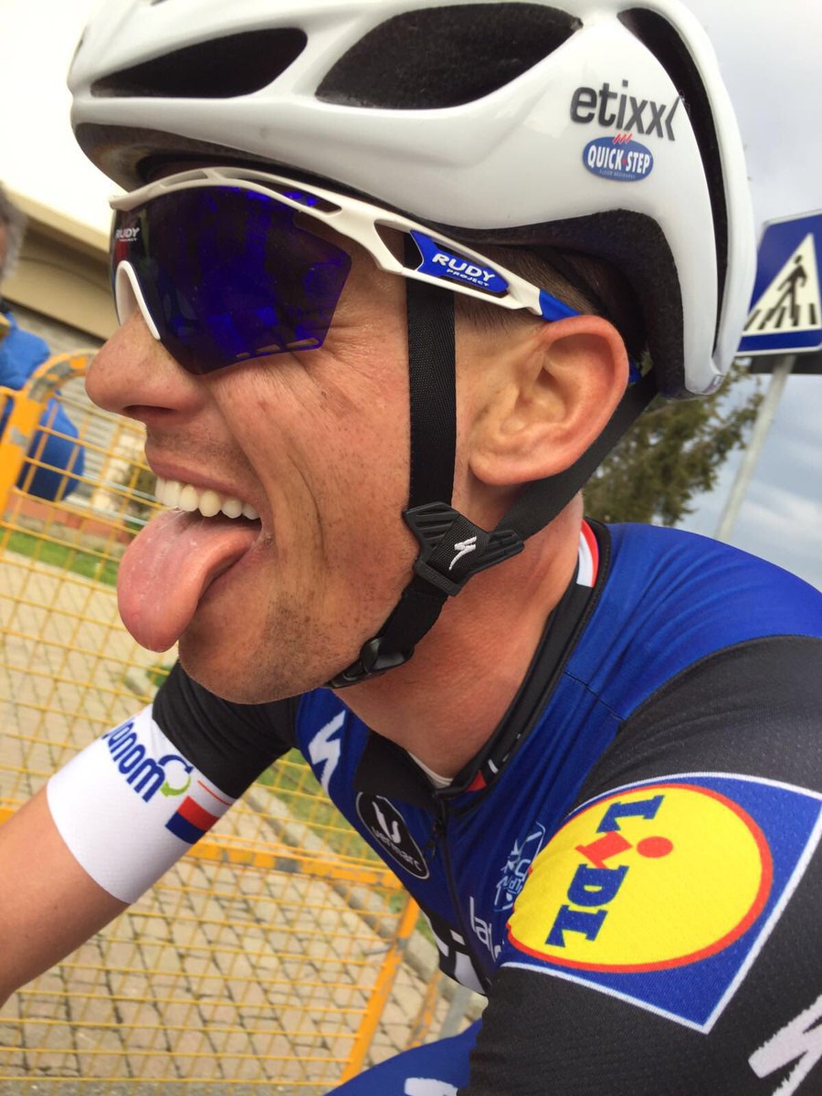 An exhausted, but happy man! <a href="/zdenekstybar/">Zdenek Stybar</a>, the new overall leader in #Tirreno