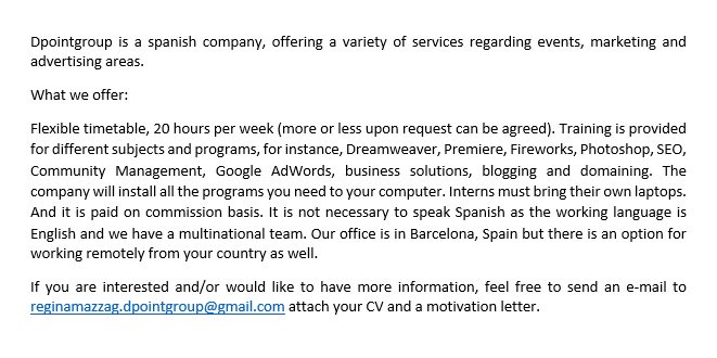 ReginaDpointG's tweet image. Dpointgroup is looking for interns in various areas:dpointgroup.com/careers.html-&amp;gt;Barcelona,multicultural,Don&apos;t miss it!