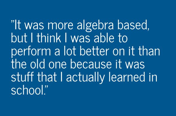 CollegeBoard's tweet photo. What are students saying about the #newSAT? It's a better reflection of what they've been learning in school. https://t.co/KrkEbzADN1