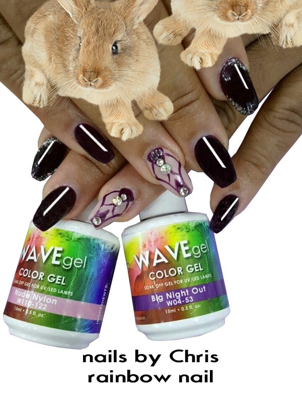 Wavegel Matching Color Gel by Chris-Rainbow Nail New York.
Color Name: Nude Nylon W110-122 &amp; Big Night Out W04-53.