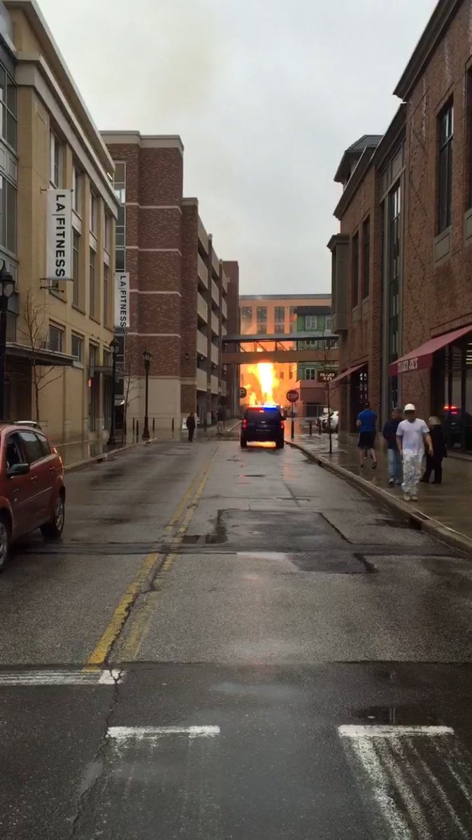 TVTye's tweet photo. Crocker Park explosion and fire.  Underway now.  Via Abby Carlson. @WKYC https://t.co/LFTs9No7ak