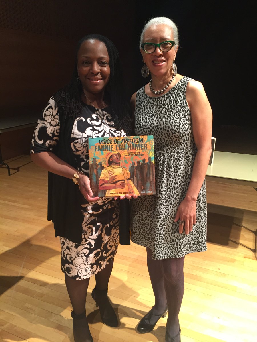Candlewick's tweet photo. Carole Boston Weatherford &amp; Ekua Holmes received the Flora Stieglitz Straus Award for Voice of Freedom #wmnshist https://t.co/2OGIwIETXD
