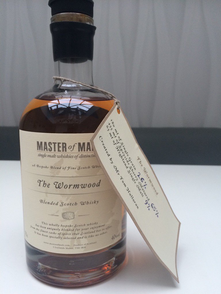 Cheers <a href="/MasterOfMalt/">Master of Malt</a> for blending our very own whisky! "The Wormwood" coming to a dram near you