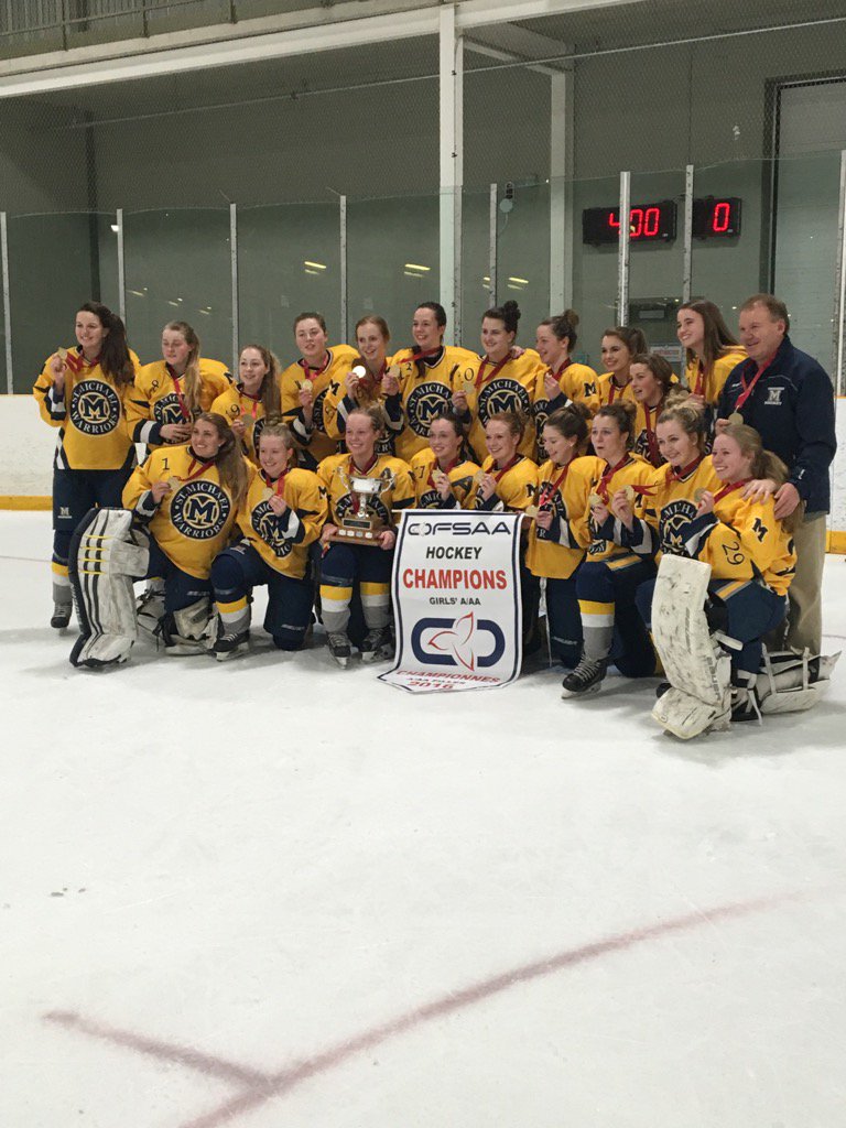 veieio's tweet image. @HPCDSB Congrats @StMikesCSS @OFSAA AA Girls' Hockey Champs! OFSAA Gold medal winners two years in a row...fab!