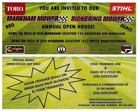 markhammower's tweet image. Spring is around the corner. Our annual Open House is Thursday April 7th 10am - 2pm #greatdeals   @TheToroCompany