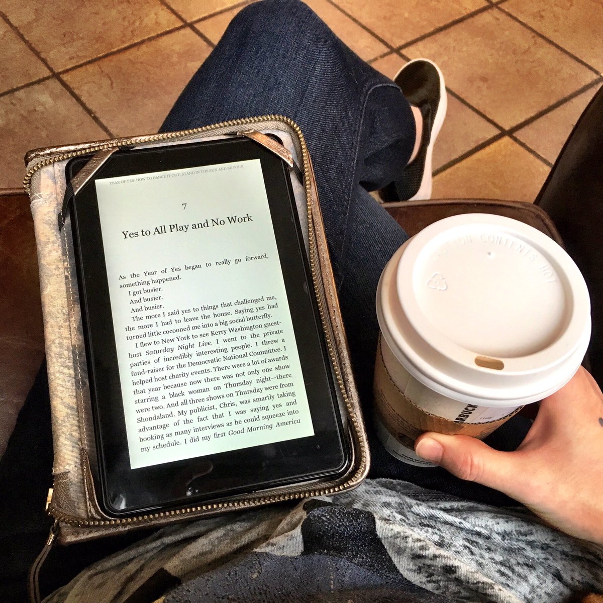 I start my am w/ caffeine and positive reading. Today is Year of Yes. #14DayChallenge @FamilyCircleMag <a href="/PHAnews/">Partnership for a Healthier America</a>