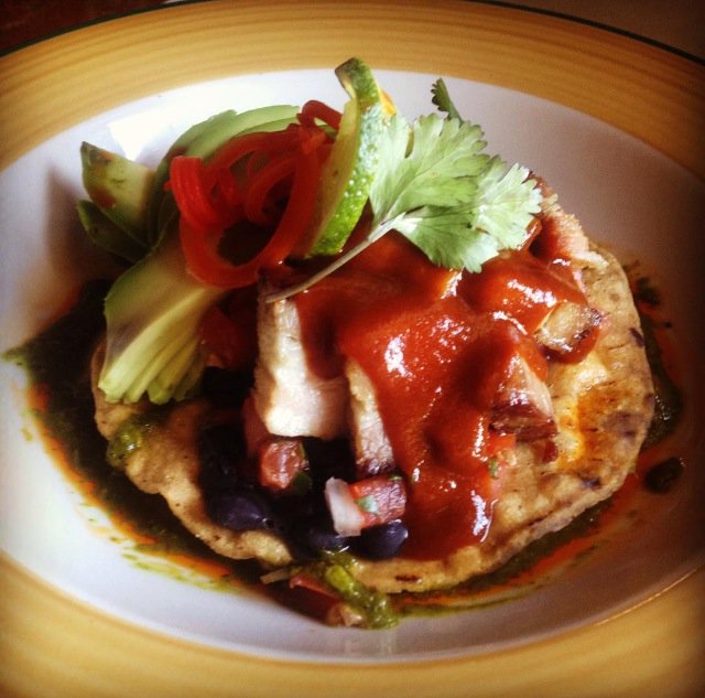 #hvrw menu special tonight: #PorkBelly Tostada with Guajillo-Mango Puree, Pico de Gallo, Black Beans &amp; Avocado.